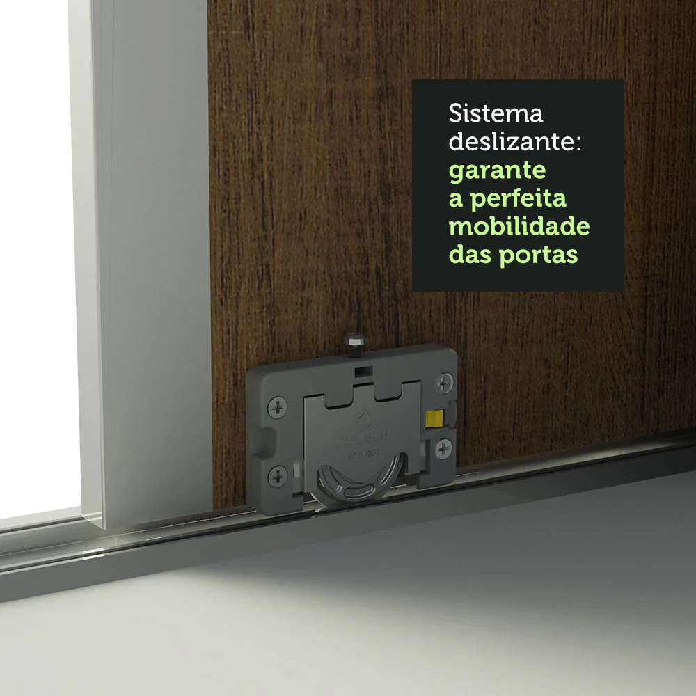 Guarda-Roupa Casal 100% MDF Madesa Royale 3 Portas de Correr com Pés Branco/Rustic/Branco - Image 6
