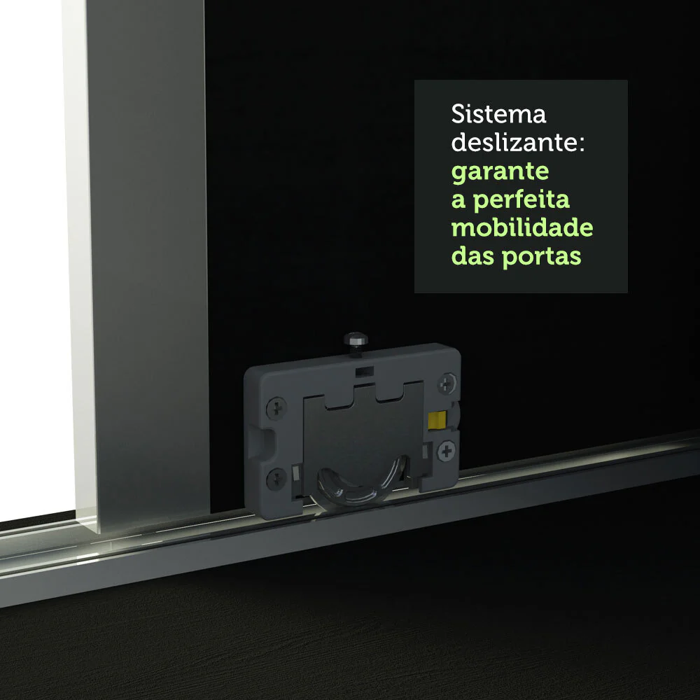 Guarda-Roupa Casal 100% MDF Madesa Royale 3 Portas de Correr Preto/Branco - Image 6