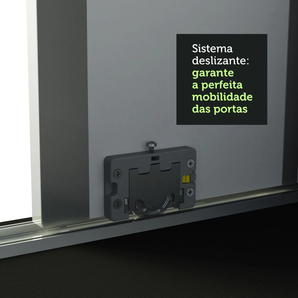 Guarda-Roupa Casal 100% MDF Madesa Royale 3 Portas de Correr Preto/Rustic - Image 6