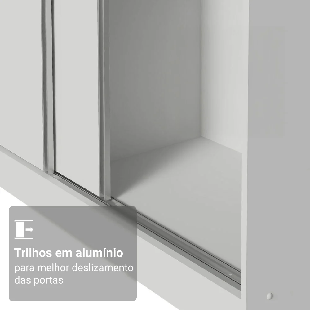 Guarda-Roupa Casal 3 Portas de Correr Branco 100% MDF Madesa Zurique - Image 5