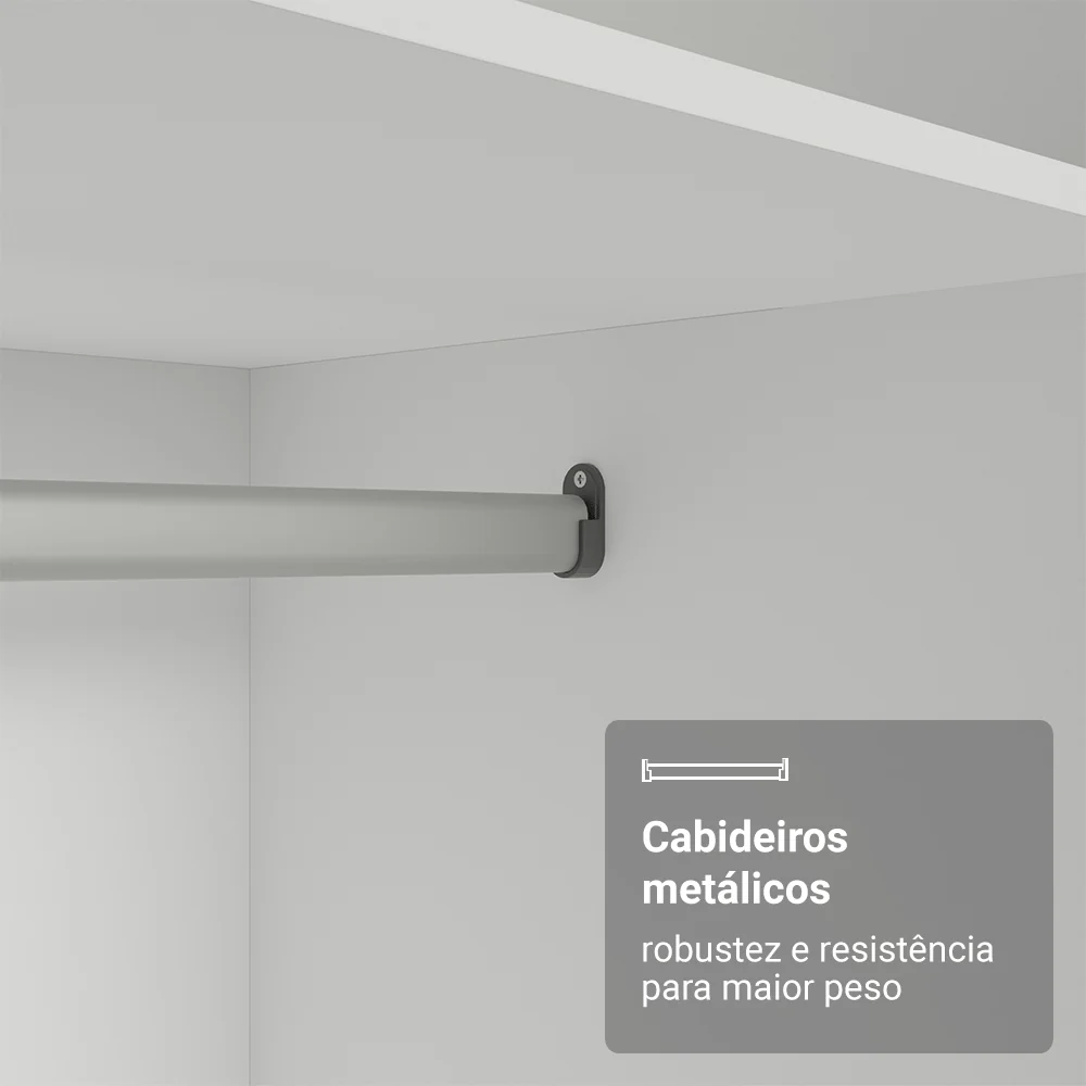 Guarda-Roupa Casal 3 Portas de Correr Branco 100% MDF Madesa Zurique - Image 6
