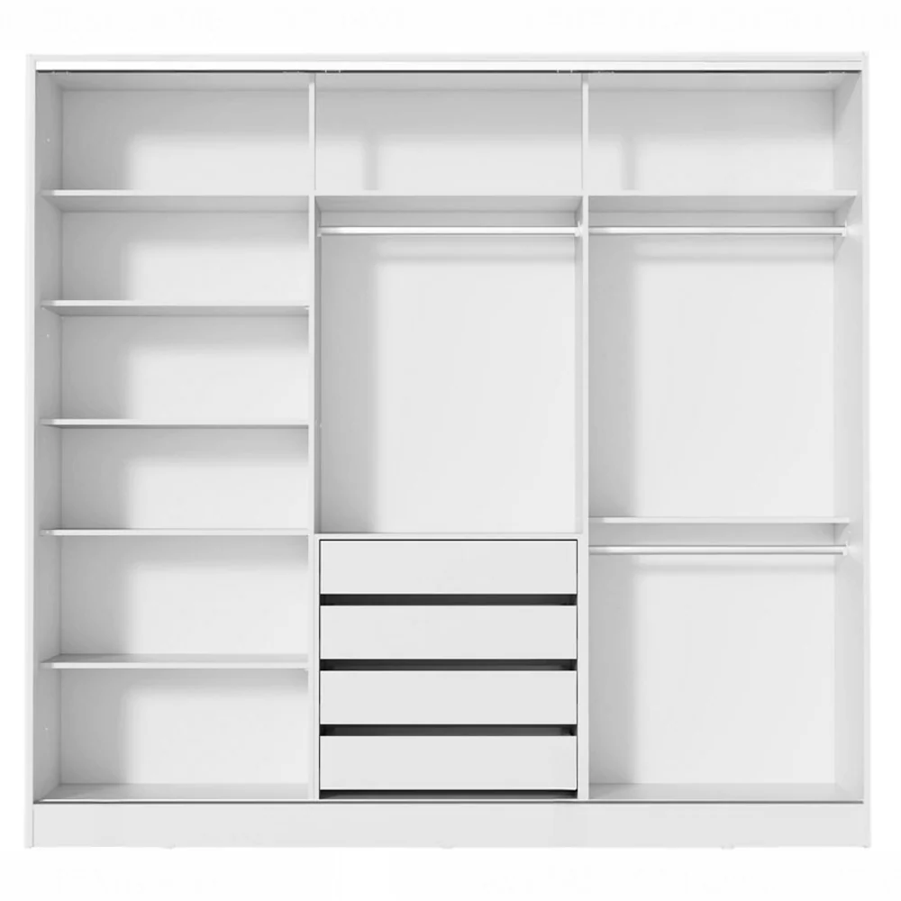 Guarda-Roupa Casal 3 Portas de Correr com Espelho Branco 100% MDF Madesa Zurique - Image 10