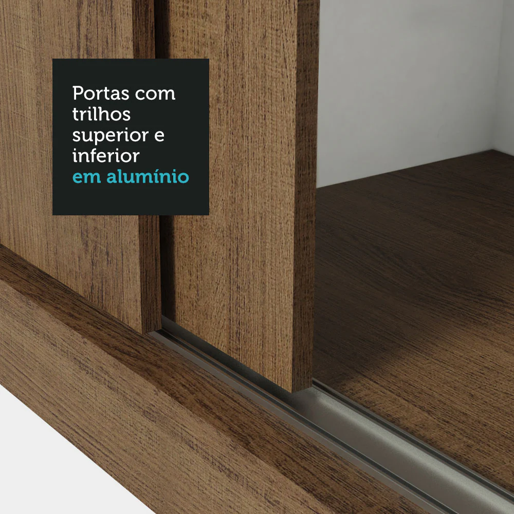 Guarda-Roupa Casal 3 Portas de Correr com Espelho 2 Gavetas Rustic Sublime Madesa - Image 9