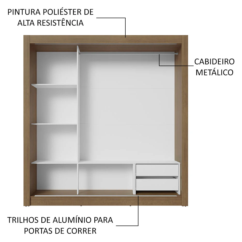 Guarda-Roupa Casal 3 Portas de Correr Rustic/Preto Sublime Madesa - Image 6
