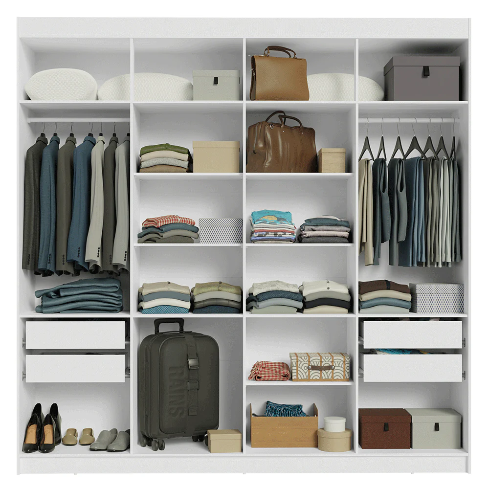 Guarda-Roupa Casal 8 Portas Batentes Branco/Preto/Preto Venus Madesa - Image 9