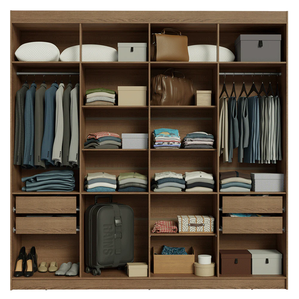 Guarda-Roupa Casal 8 Portas Batentes com Espelho Rustic/Crema/Rustic Venus Madesa - Image 9