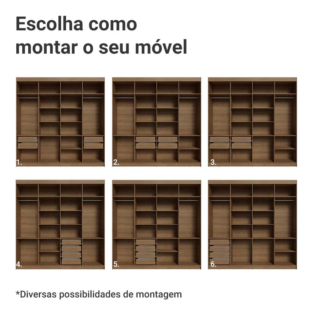 Guarda-Roupa Casal 8 Portas Batentes com Espelho Rustic/Preto/Preto Venus Madesa - Image 10