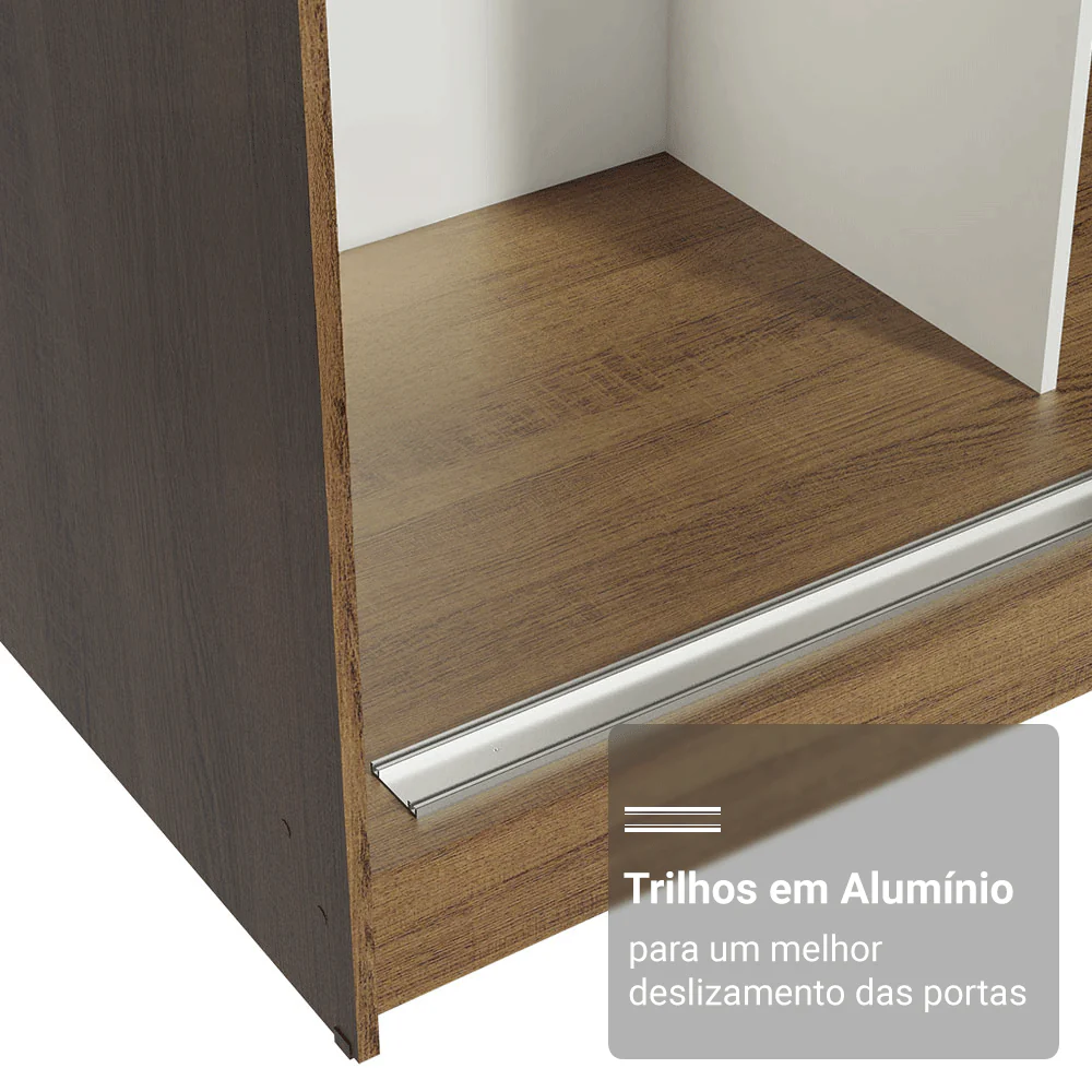Guarda-Roupa Casal com Pés 3 Portas de Correr com Espelhos Rustic Reno Madesa - Image 6