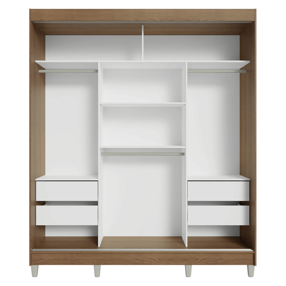 Guarda-Roupa Casal com Pés 3 Portas de Correr Rustic/Cinza Reno Madesa - Image 8