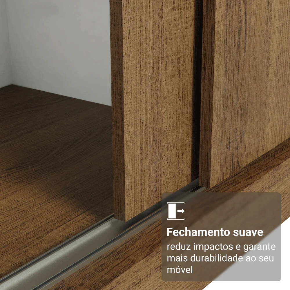 Guarda-Roupa Casal com Pés 3 Portas de Correr com Espelho Rustic Reno Madesa - Image 6