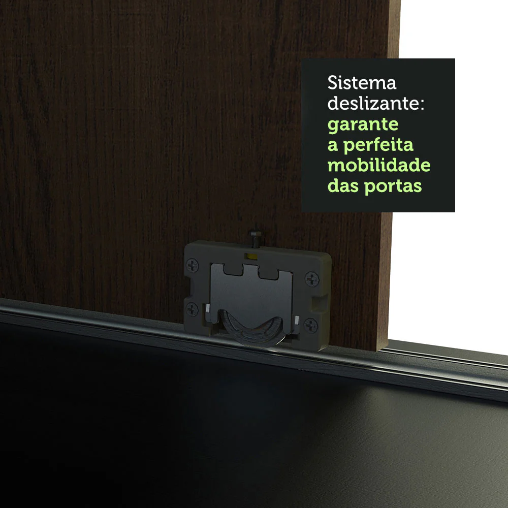 Guarda-Roupa Casal Madesa Austin 4 Portas de Correr 3 Gavetas Preto/Rustic - Image 6