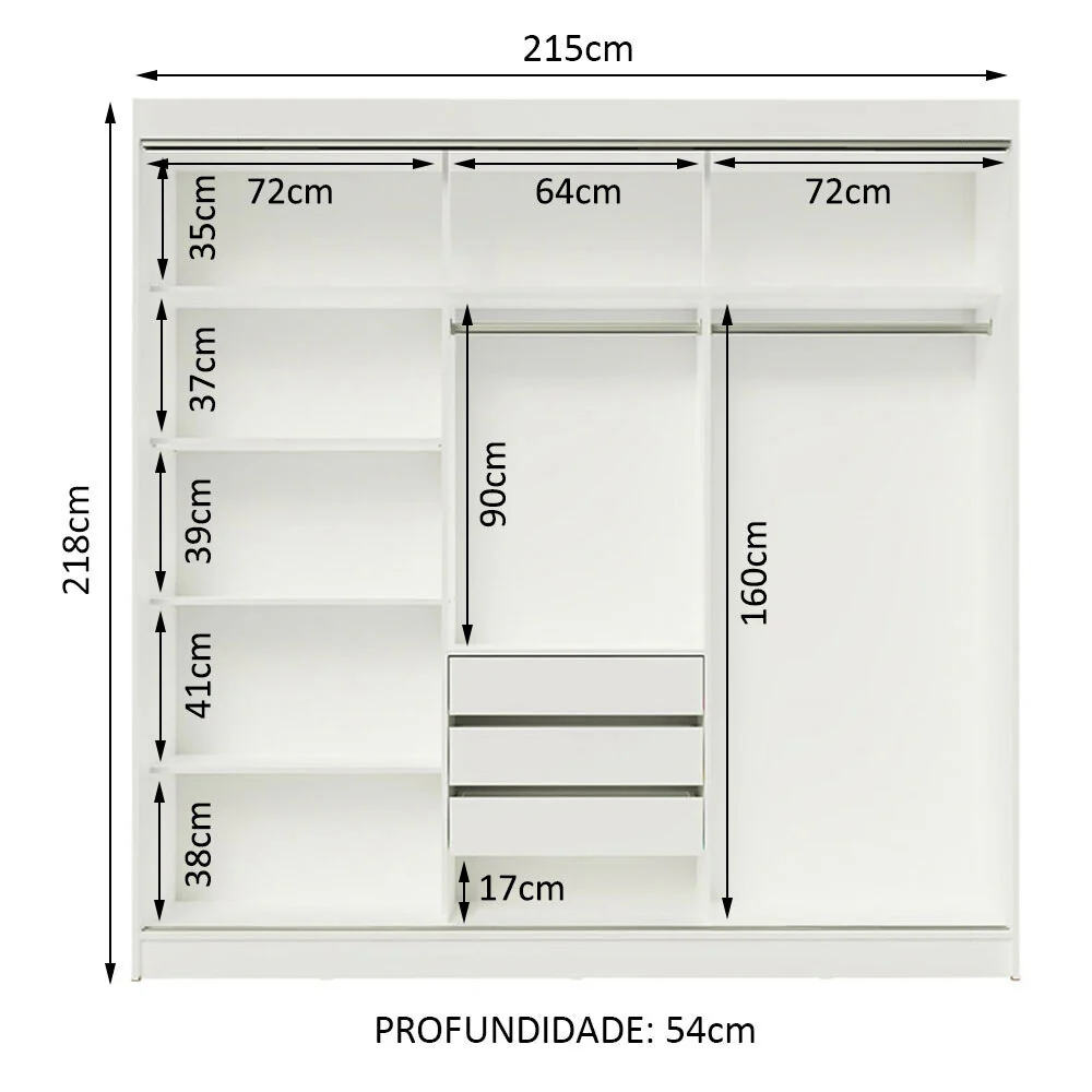 Guarda-Roupa Casal Madesa Austin 4 Portas de Correr com Espelhos 3 Gavetas Branco/Rustic - Image 11