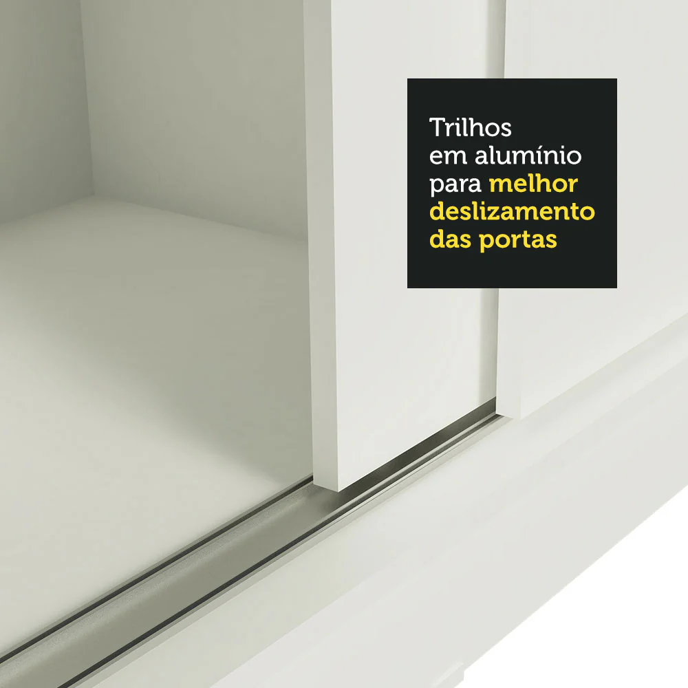 Guarda-Roupa Casal Madesa Istambul 3 Portas de Correr de Espelho 3 Gavetas Branco - Image 8