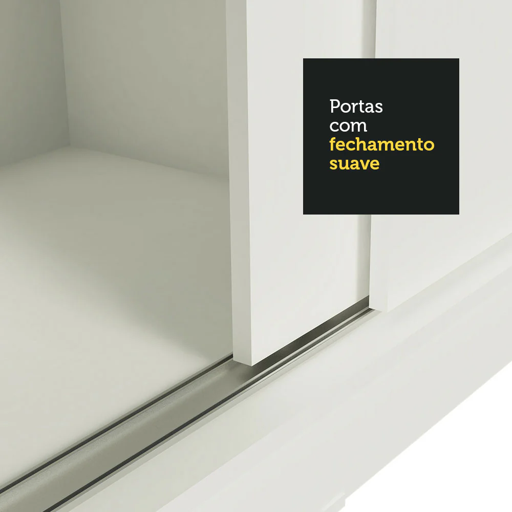 Guarda-Roupa Casal Madesa Kansas 3 Portas de Correr 3 Gavetas Branco - Image 8