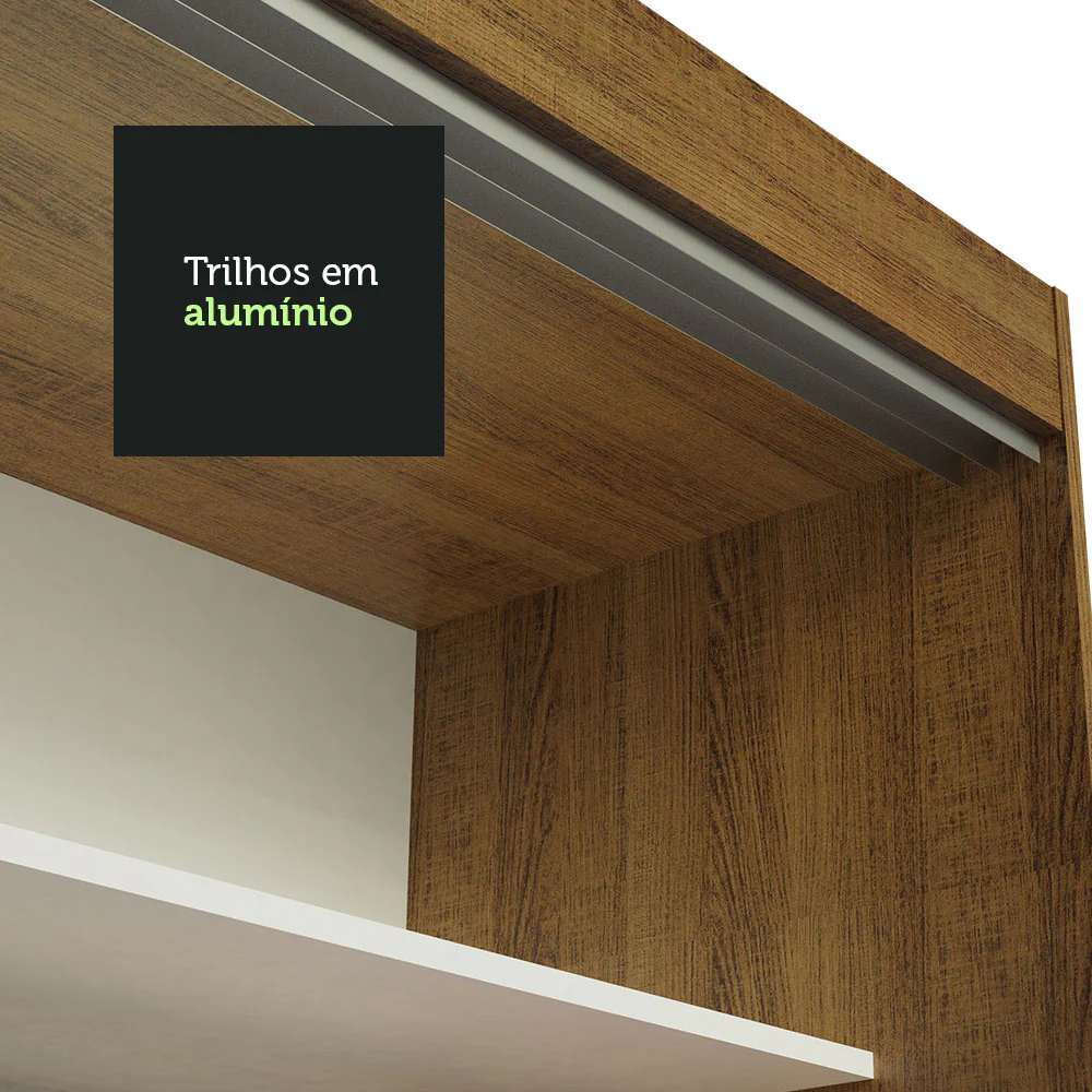 Guarda-Roupa Casal Madesa Kansas 3 Portas de Correr 3 Gavetas Rustic/Branco - Image 10