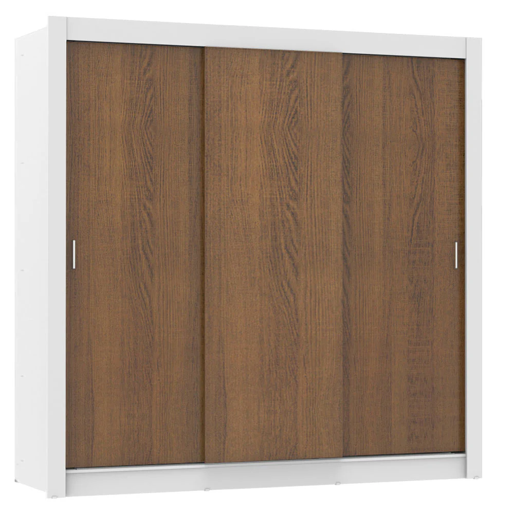 Guarda-Roupa Casal Madesa Lyon 3 Portas de Correr 2 Gavetas Branco/Rustic - Image 2
