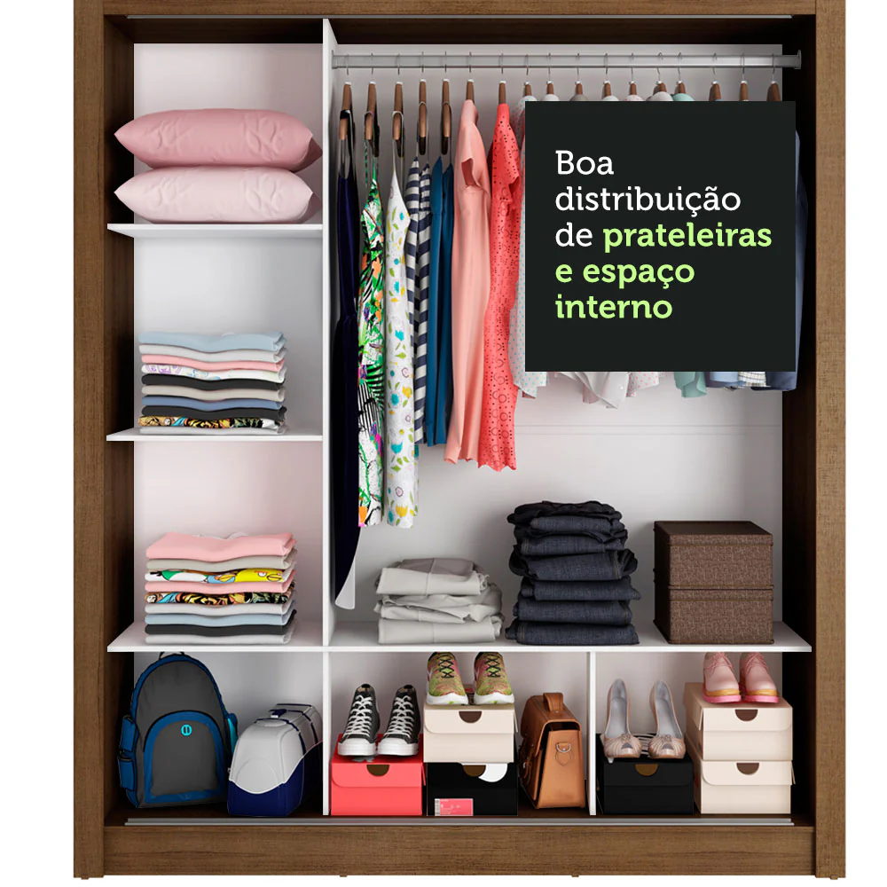 Guarda-Roupa Casal Madesa Mônaco 3 Portas de Correr com Espelho Rustic/Cinza - Image 7