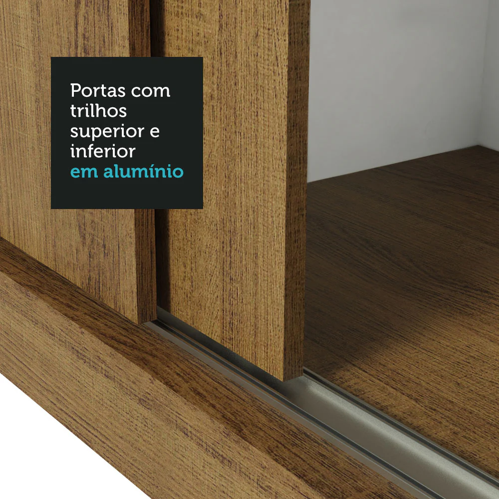 Guarda-Roupa Casal Madesa Mônaco 3 Portas de Correr com Espelho com Pés Rustic - Image 7