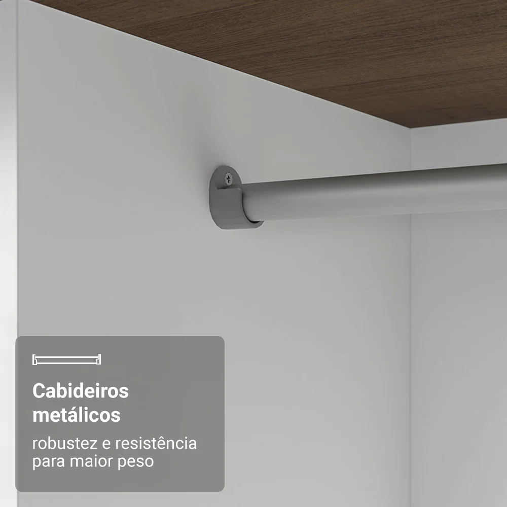 Guarda-Roupa Casal 3 Portas de Correr com Espelho Rustic/Branco Madesa Mônaco - Image 5