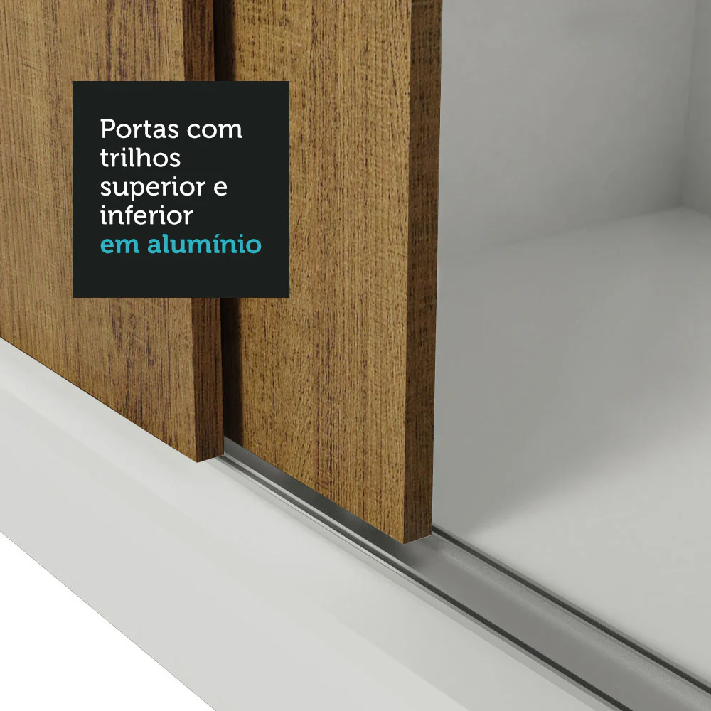 Guarda-Roupa Casal Madesa Mônaco 3 Portas de Correr com Espelhos Branco/Rustic - Image 8