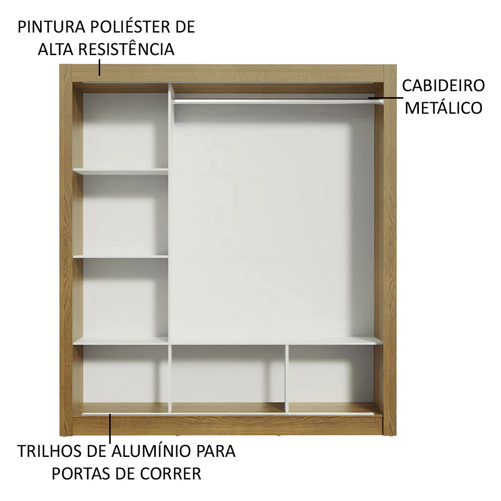 Guarda-Roupa Casal Madesa Mônaco 3 Portas de Correr com Espelhos Rustic - Image 6