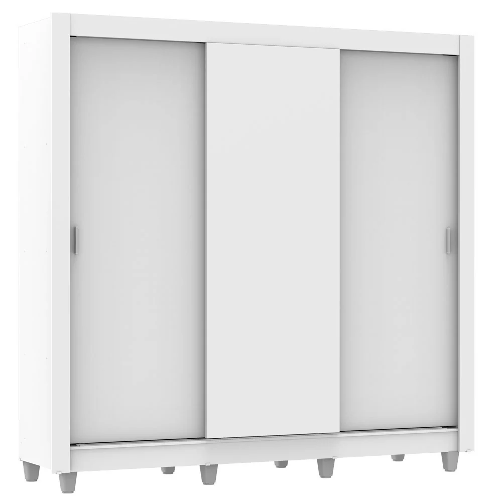 Guarda-Roupa Casal Madesa Mônaco 3 Portas de Correr com Pés Branco - Image 2