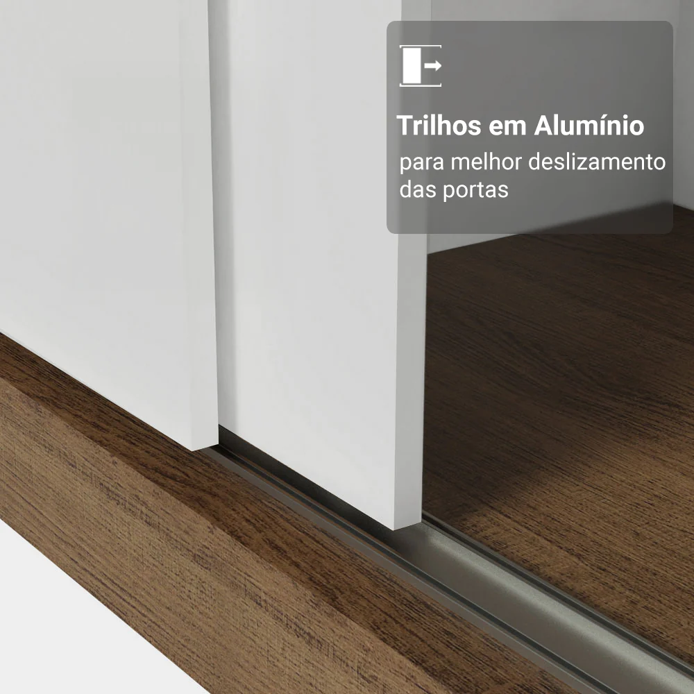 Guarda-Roupa Casal 3 Portas de Correr Rustic/Branco Madesa Mônaco - Image 7