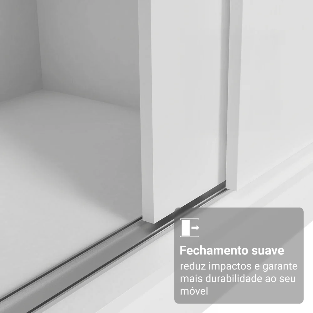 Guarda-Roupa Casal 3 Portas de Correr Branco Reno Madesa - Image 5