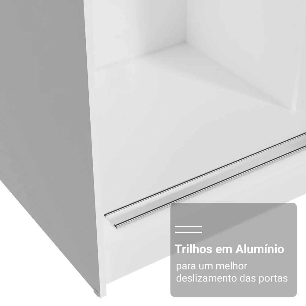 Guarda-Roupa Casal 3 Portas de Correr Branco Reno Madesa - Image 6