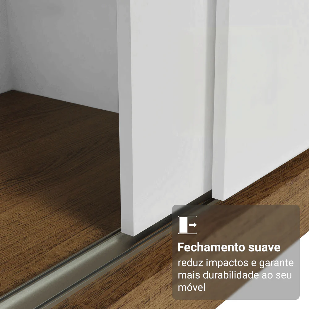 Guarda-Roupa Casal 3 Portas de Correr com Espelho Rustic/Branco Madesa Reno - Image 5