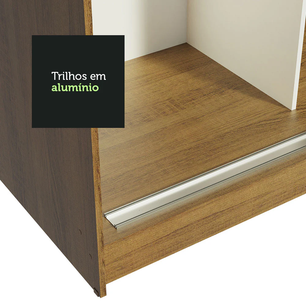 Guarda-Roupa Casal Madesa Reno 3 Portas de Correr com Espelhos Rustic/Branco - Image 8