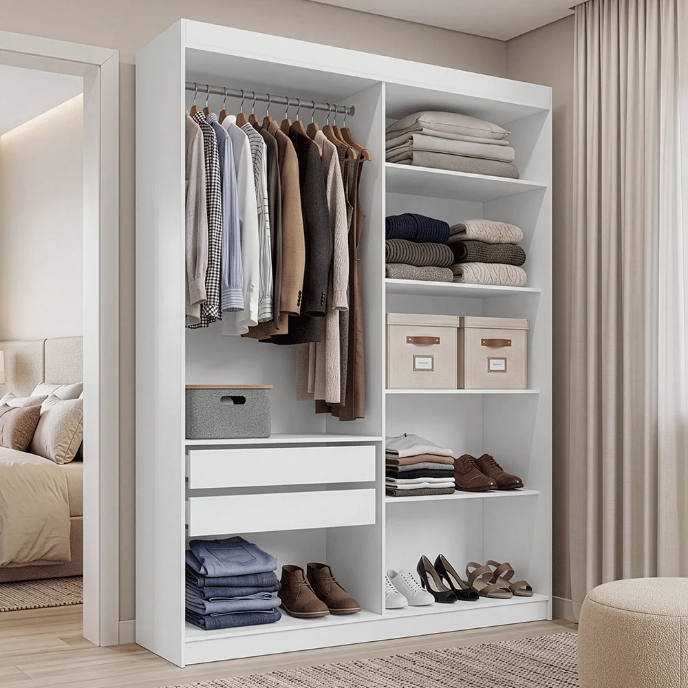 Guarda-Roupa Closet 2 Gavetas 121 cm Branco Venus Madesa