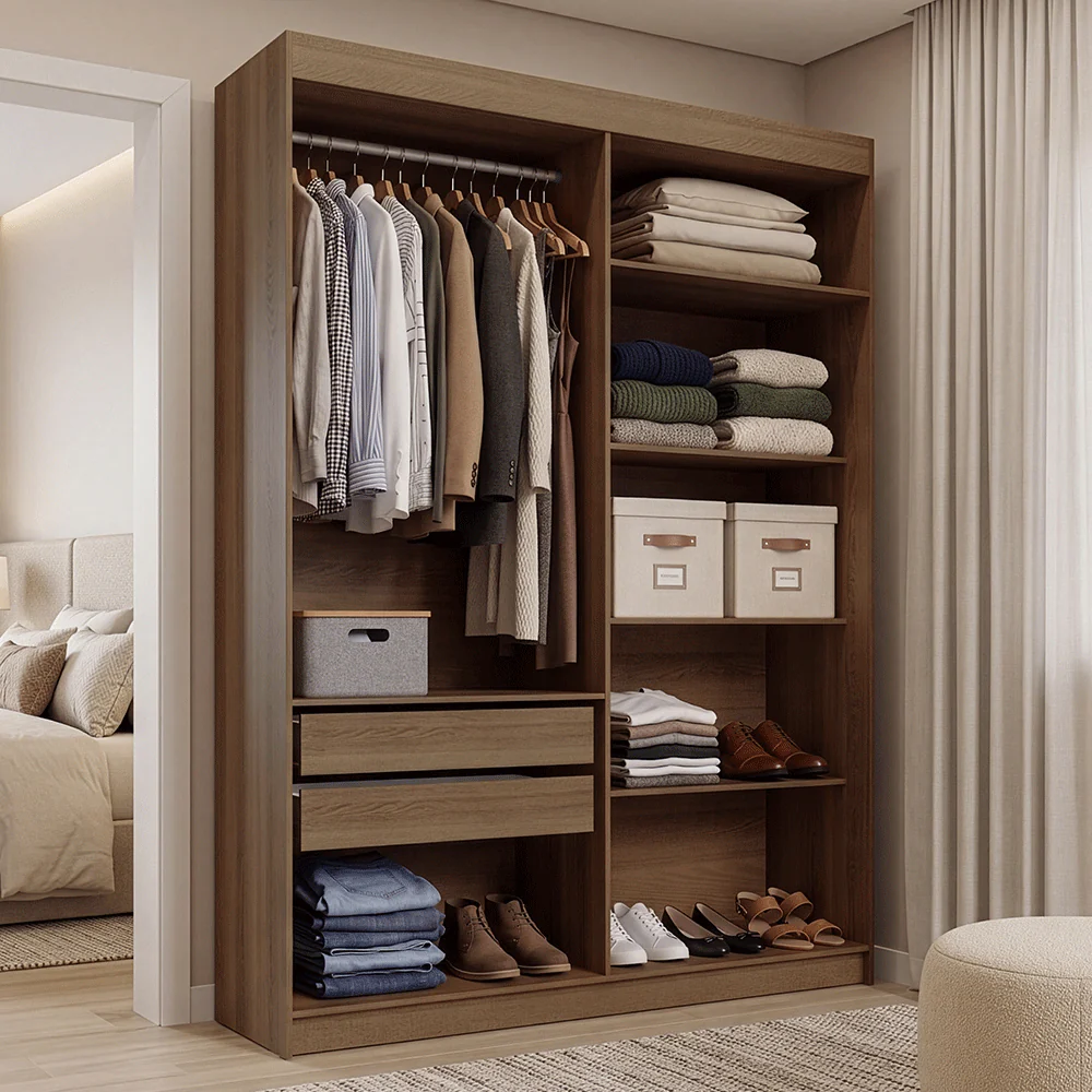 Guarda-Roupa Closet 2 Gavetas 121 cm Rustic Venus Madesa