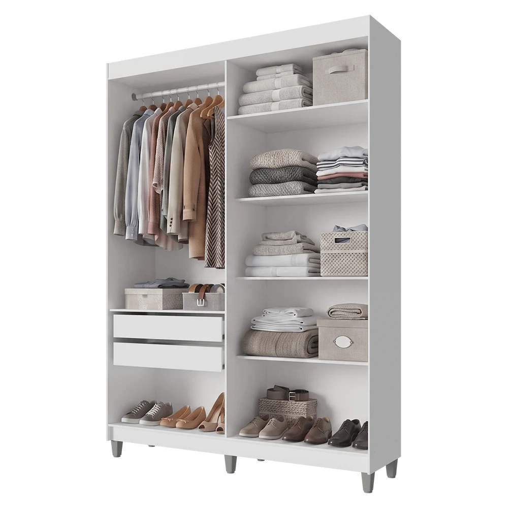Guarda-Roupa Closet com Pés 2 Gavetas 121 cm Branco Venus Madesa - Image 2