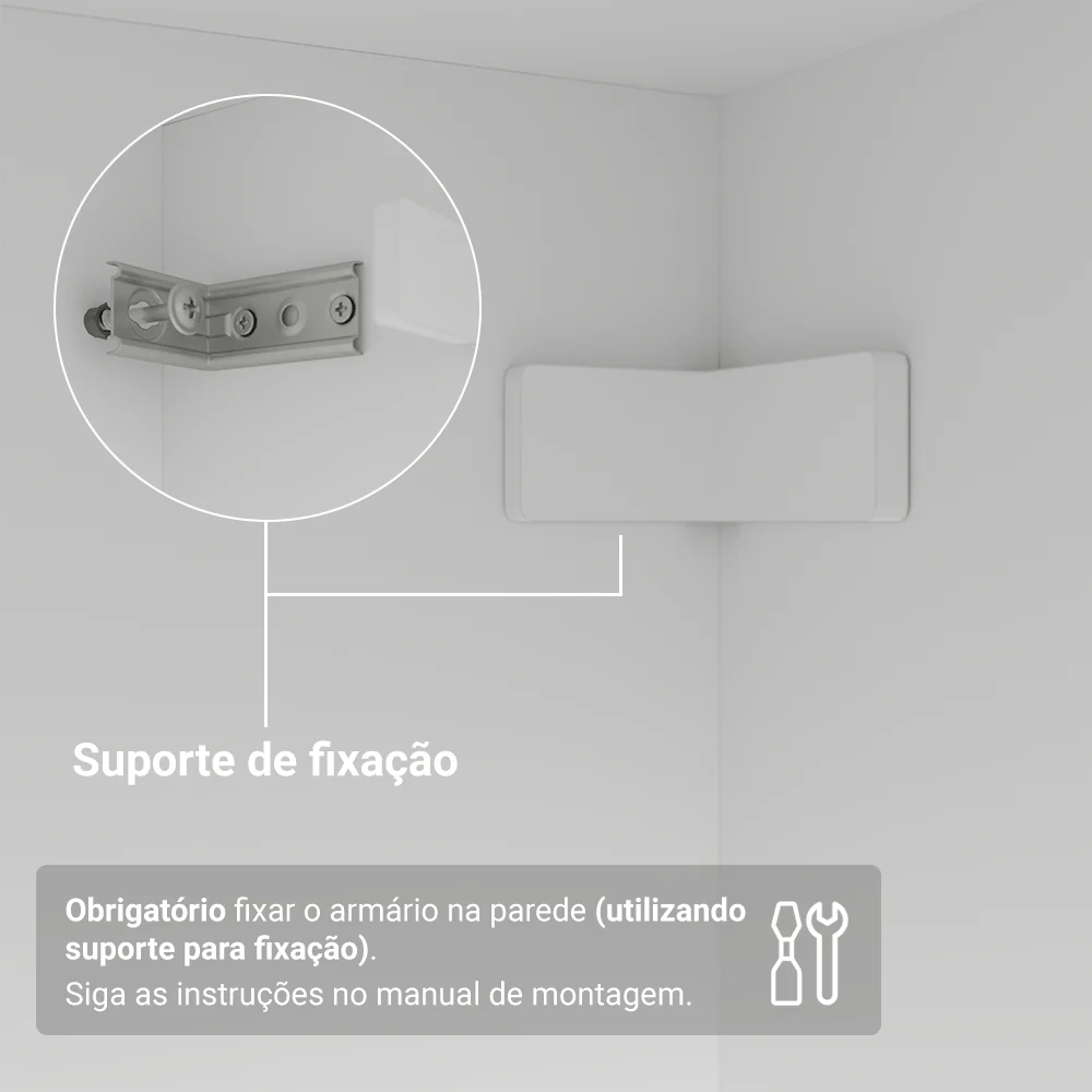 Guarda-Roupa Closet com Pés 2 Gavetas 121 cm Branco Venus Madesa - Image 7