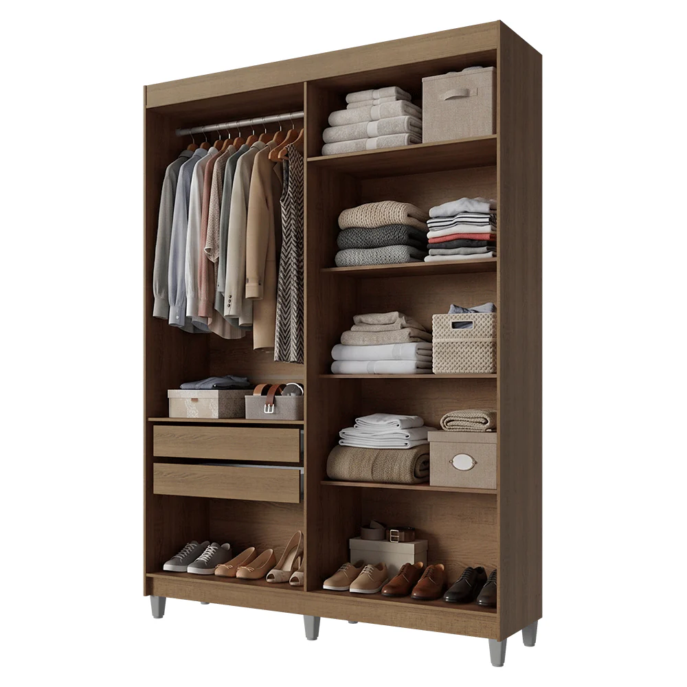 Guarda-Roupa Closet com Pés 2 Gavetas 121 cm Rustic Venus Madesa - Image 2