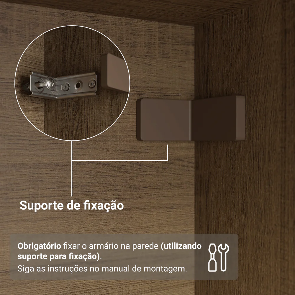 Guarda-Roupa Closet com Pés 2 Gavetas 121 cm Rustic Venus Madesa - Image 7