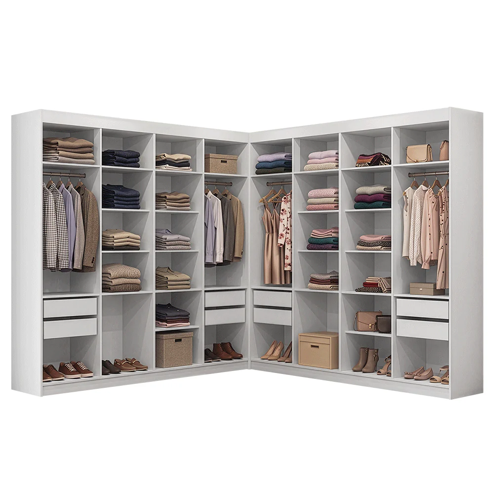 Guarda-Roupa Closet de Canto 522 cm 8 Gavetas Branco Venus Madesa - Image 2