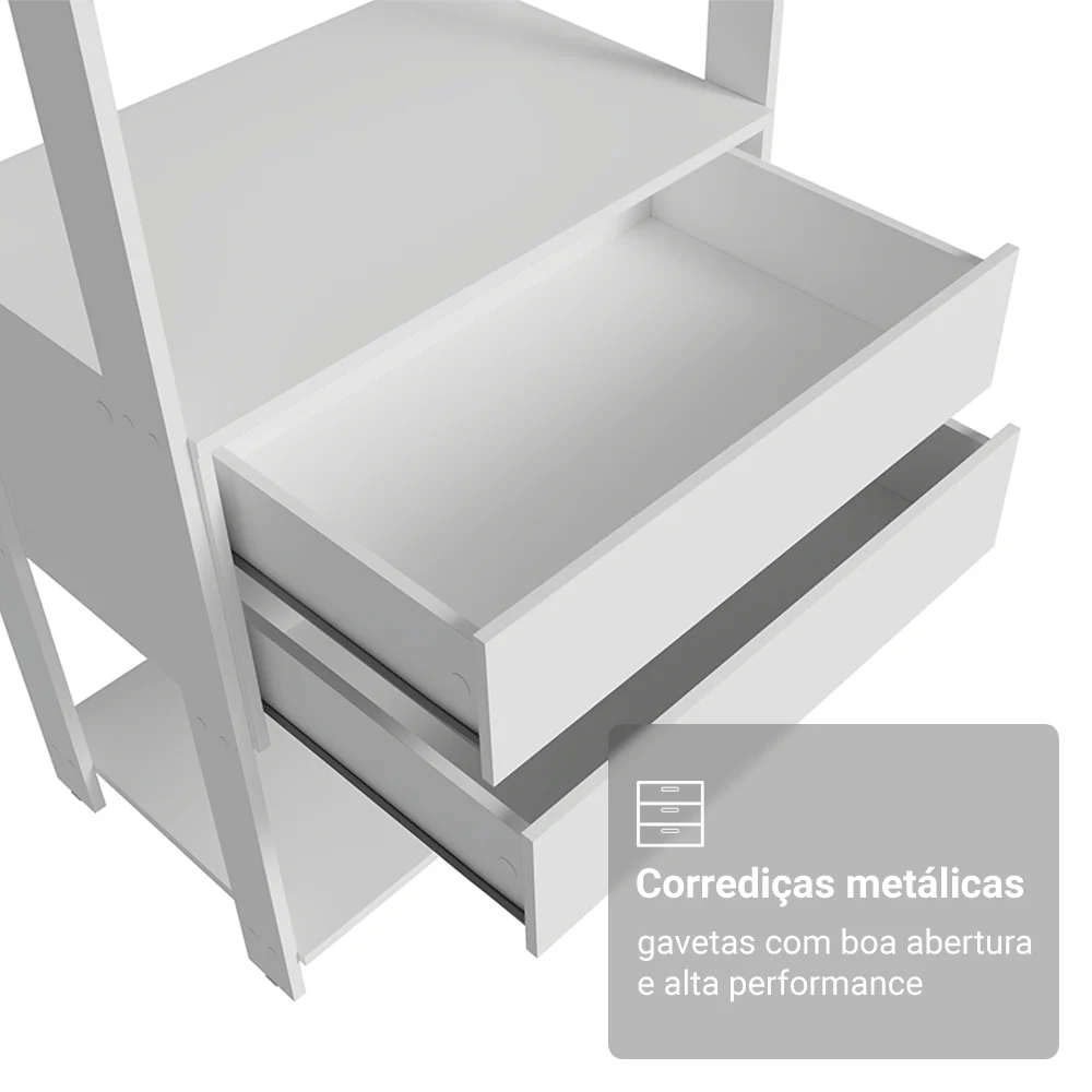 Guarda-Roupa Closet Modulado 2 Gavetas 247 cm Branco Valencia Madesa - Image 5