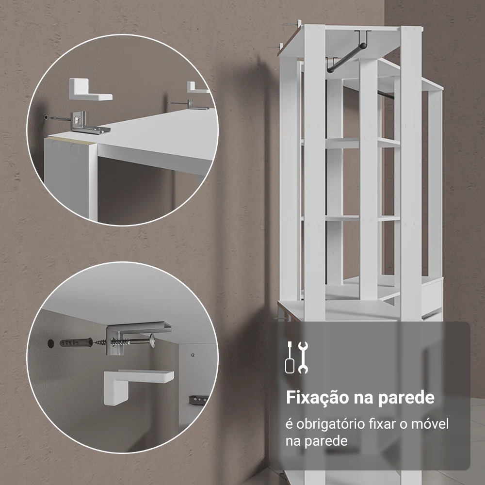Guarda-Roupa Closet Modulado 2 Gavetas 247 cm Branco Valencia Madesa - Image 7