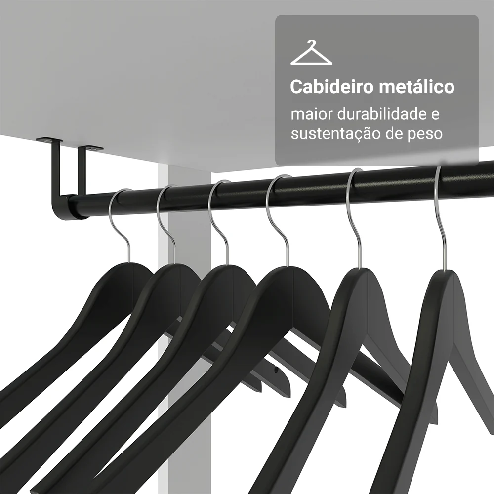 Guarda-Roupa Closet Modulado 4 Gavetas 258 cm Branco Valencia Madesa 04 - Image 6