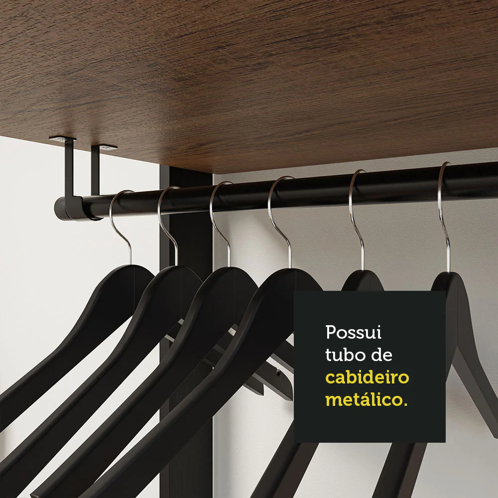 Guarda-Roupa Closet Modulado Valencia 2 Gavetas 188cm Rustic/Preto Madesa 01 - Image 7