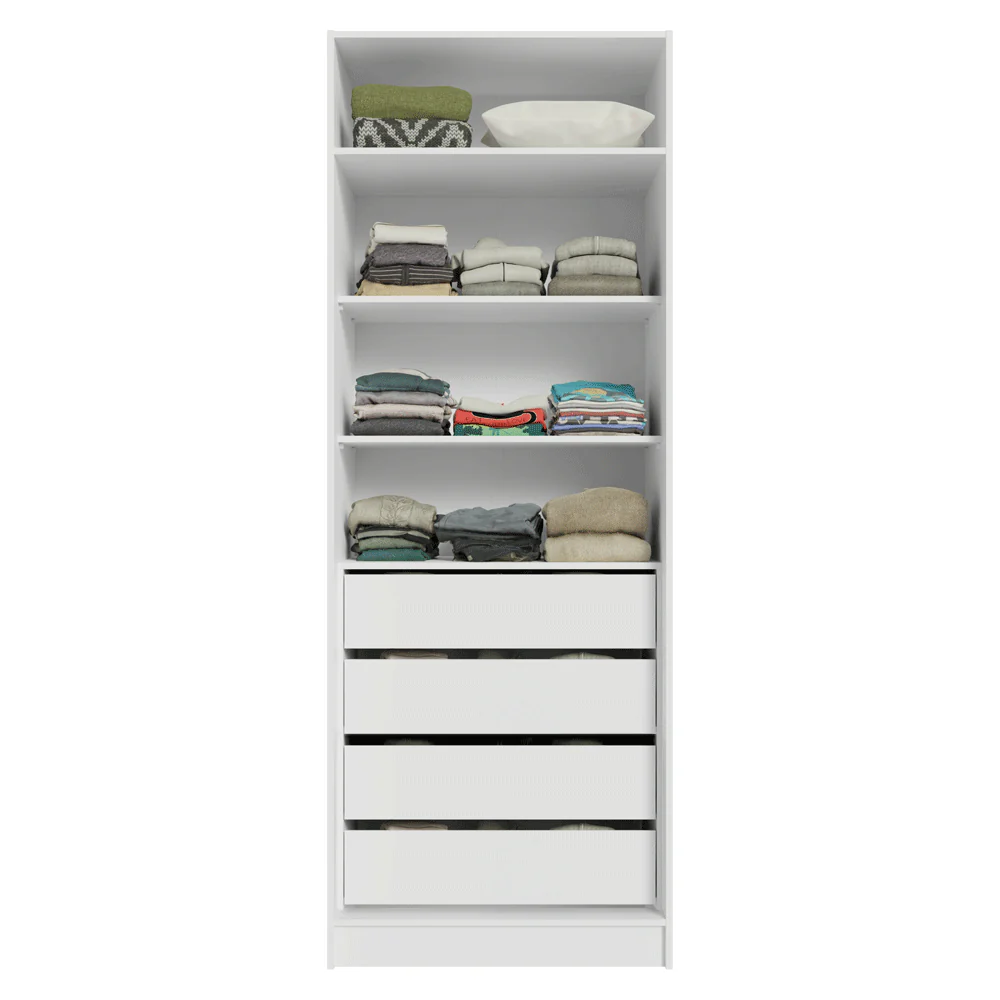 Guarda-Roupa Modulado 2 Portas com Espelho 4 Gavetas 4 Prateleiras Branco Neo Madesa - Image 4