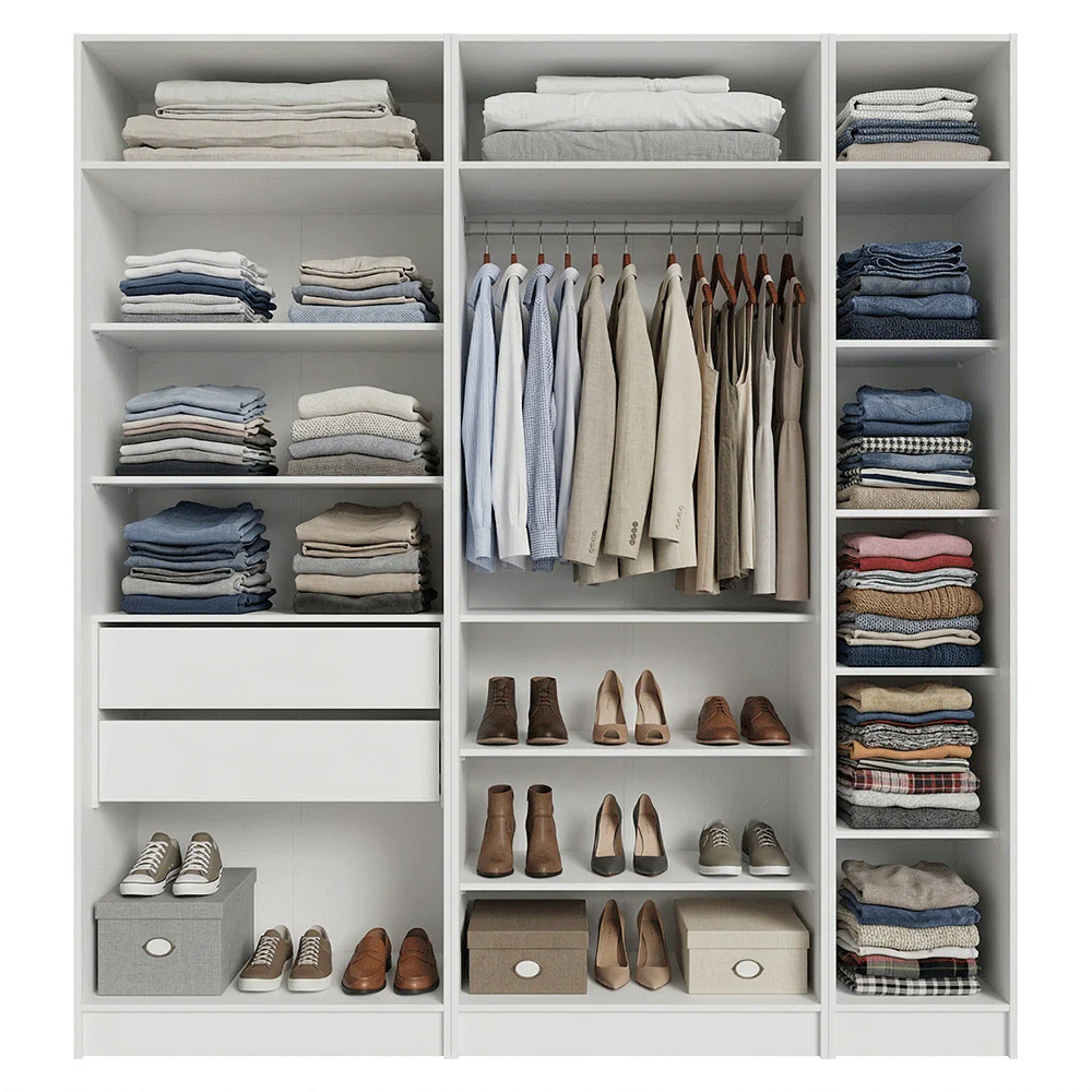 Guarda-Roupa Modulado 200 cm 5 Portas 2 Gavetas Branco Neo Madesa 02 - Image 5