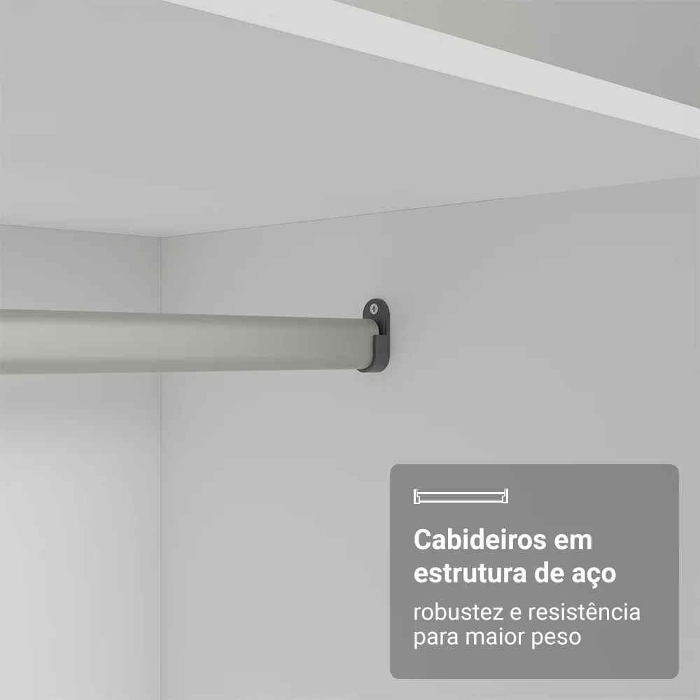 Guarda-Roupa Modulado 200 cm 5 Portas com Espelhos 2 Gavetas Branco Neo Madesa 02 - Image 9