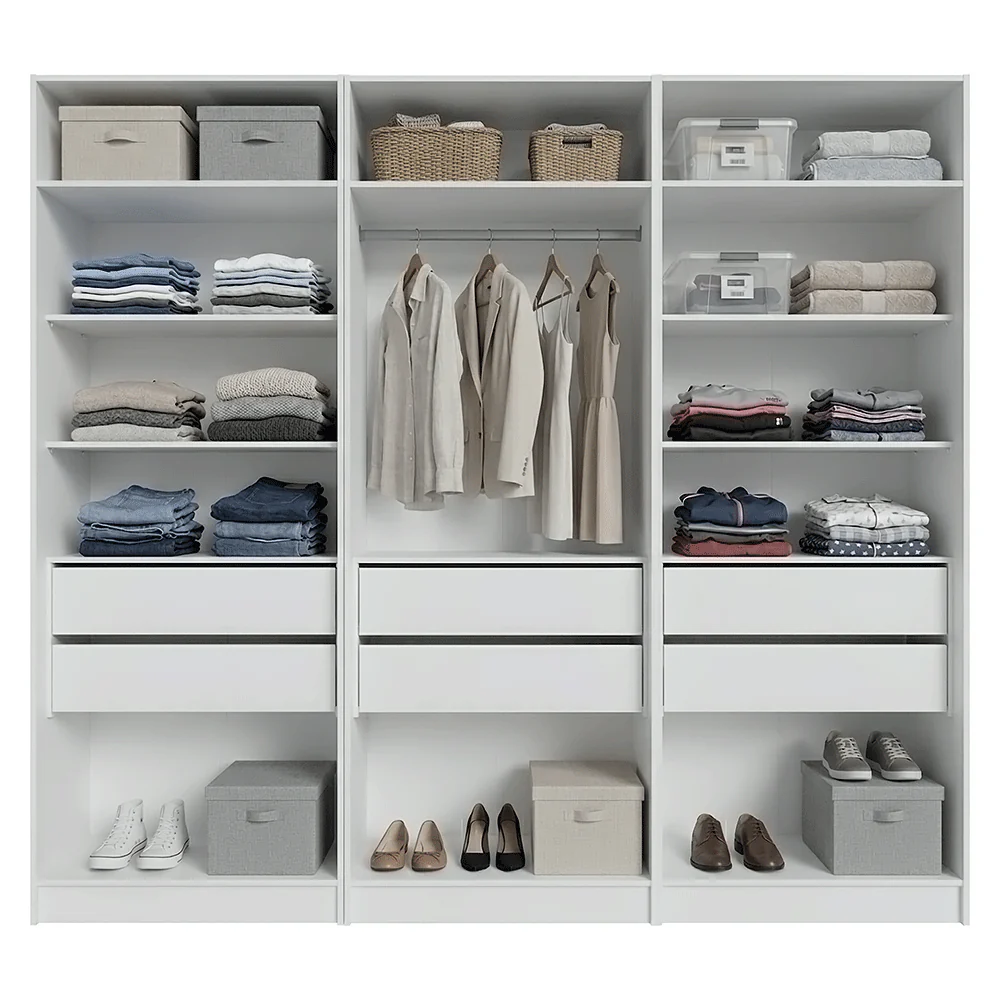 Guarda-Roupa Modulado 240 cm 6 Portas 6 Gavetas Branco Neo Madesa 03 - Image 5