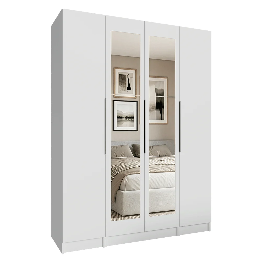 Guarda-Roupa Modulado com Espelhos 160 cm 4 Portas Branco Neo Madesa - Image 2