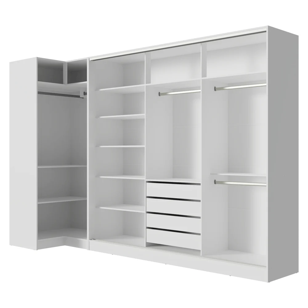 Guarda-Roupa Modulado Neo + Guarda-Roupa Royale 3 Portas de Correr de Espelho Branco Madesa - Image 11