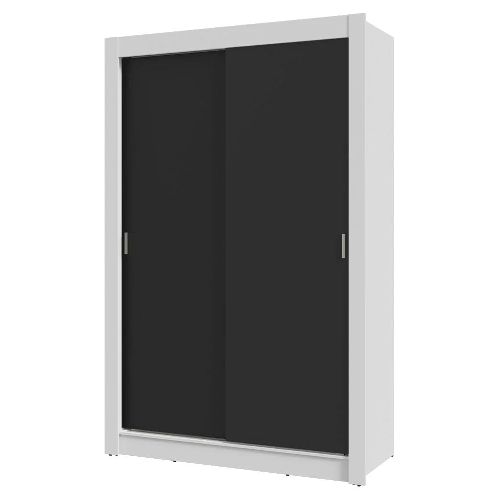 Guarda-Roupa Solteiro 2 Portas de Correr 4 Gavetas Branco/Preto Vivare Plus Madesa - Image 2