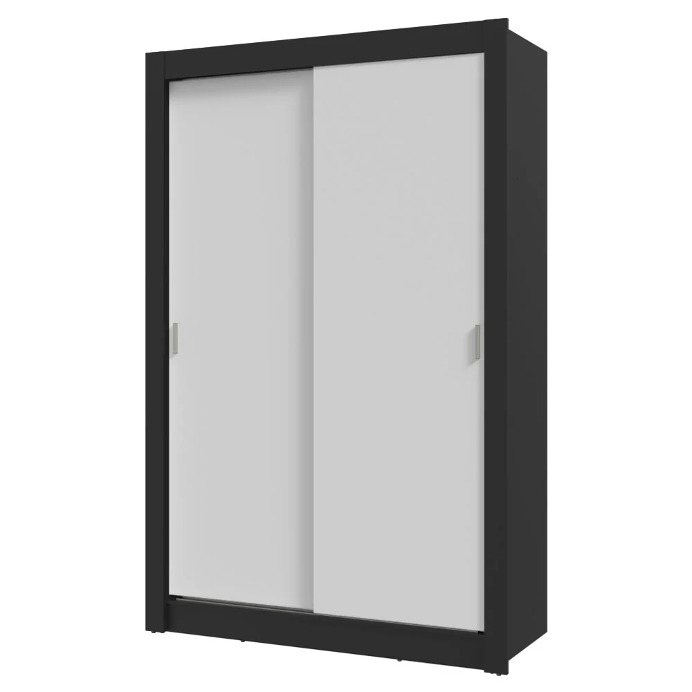 Guarda-Roupa Solteiro 2 Portas de Correr 4 Gavetas Preto/Branco Vivare Plus Madesa - Image 2